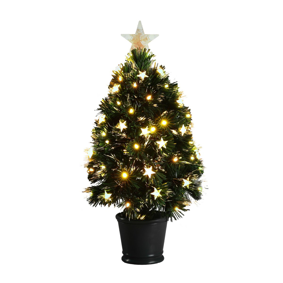Künstlicher Weihnachtsbaum Mercury mit Glasfaserbeleuchtung – H60 x Ø30 cm – Grün