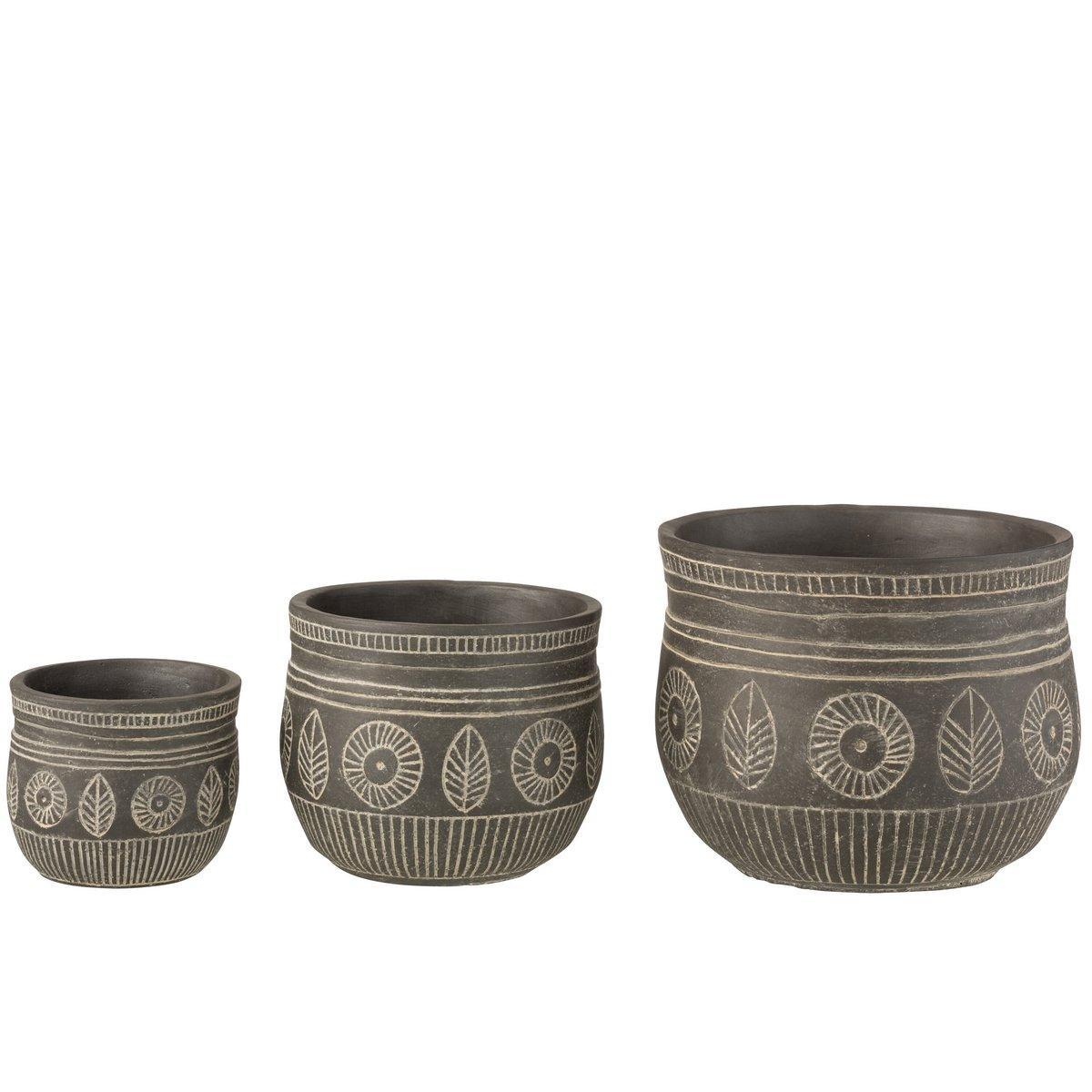 J-Line Blumentopf Fresco – Zement – Grau – groß – Ø 23,50 cm