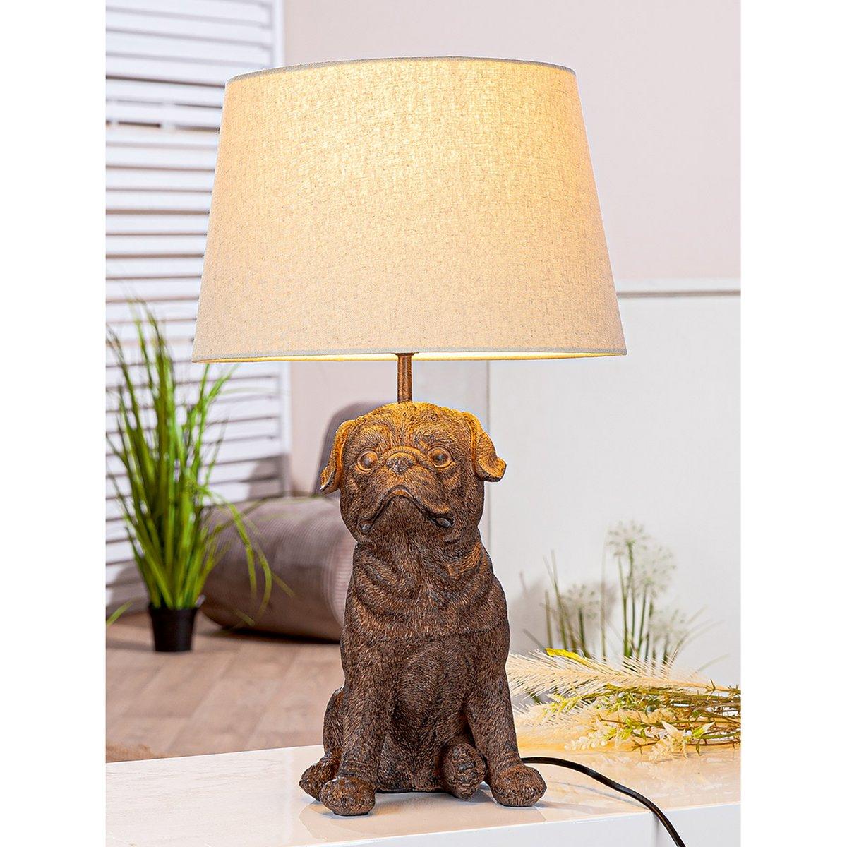 Tischleuchte Hund Mops, H.52 cm