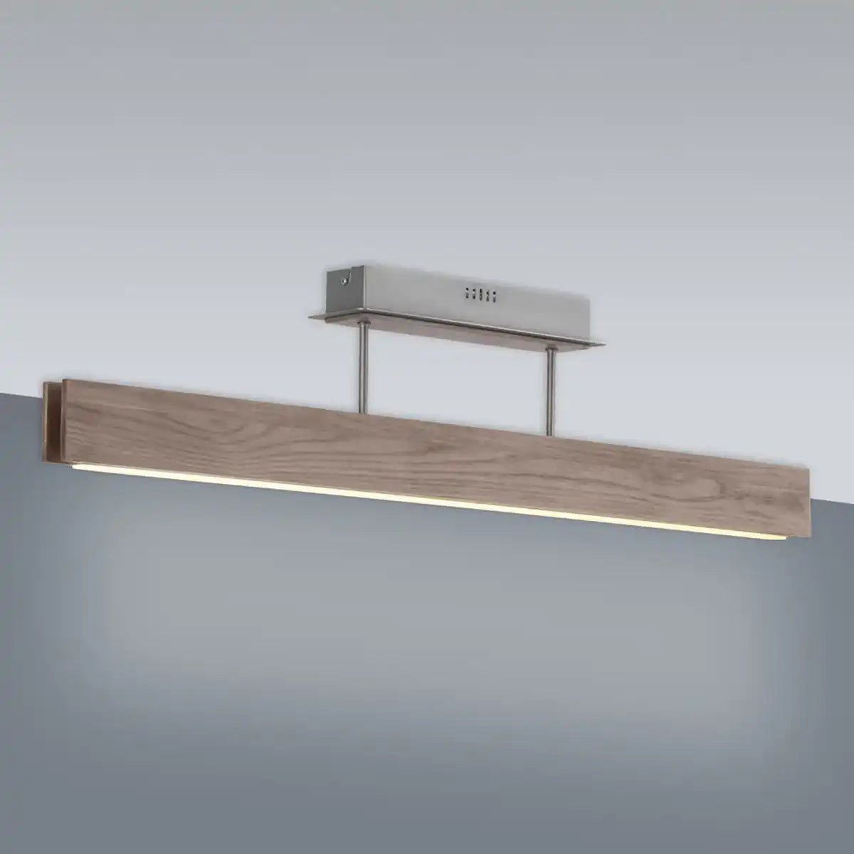 LED Deckenleuchte "STRAIGHT", 97,5 cm lang, aus Metall, Holz, Acryl und Eschenholz, für Wohnräume und Büro
