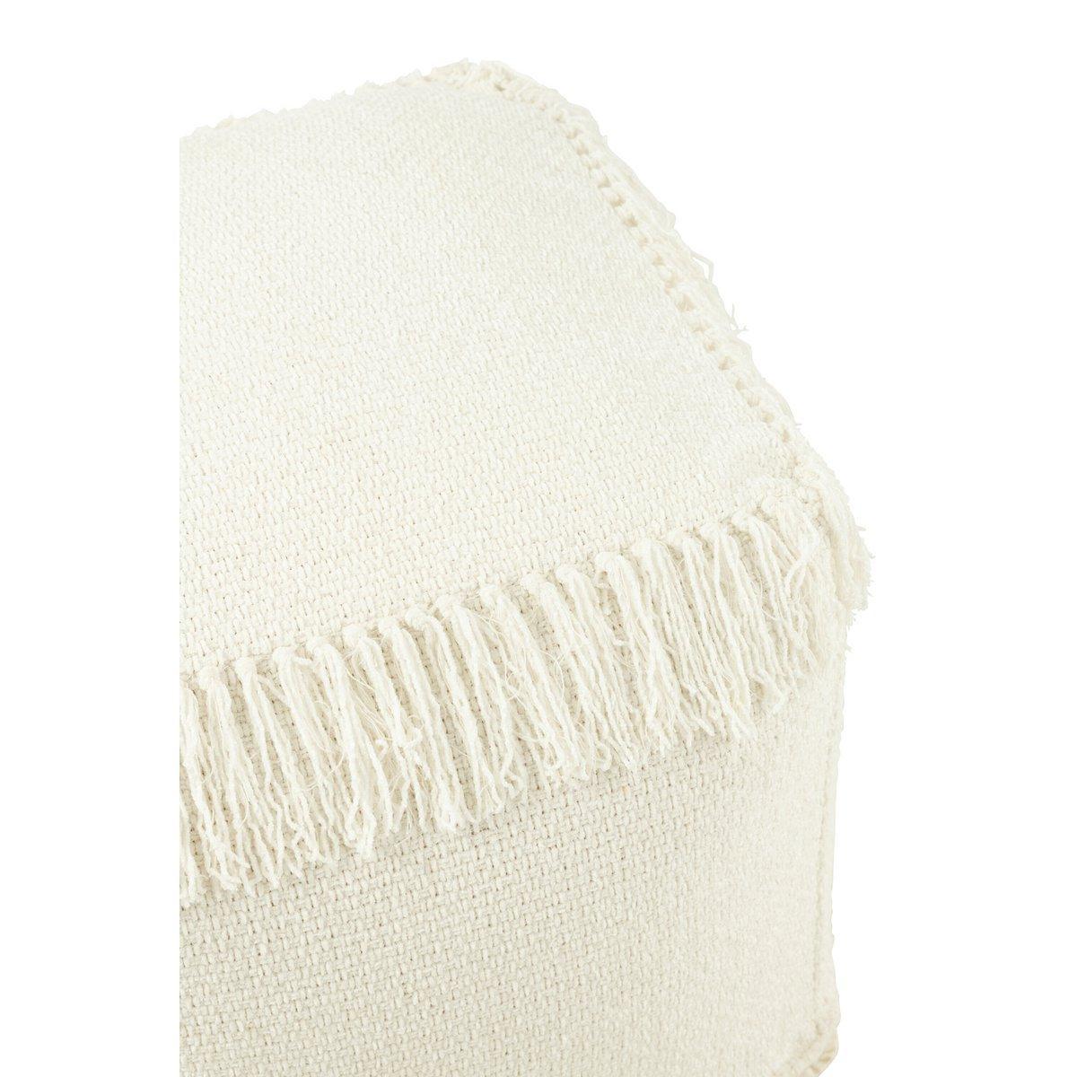 J-Line Pouf Square Woven + Fransen Viskose Weiß