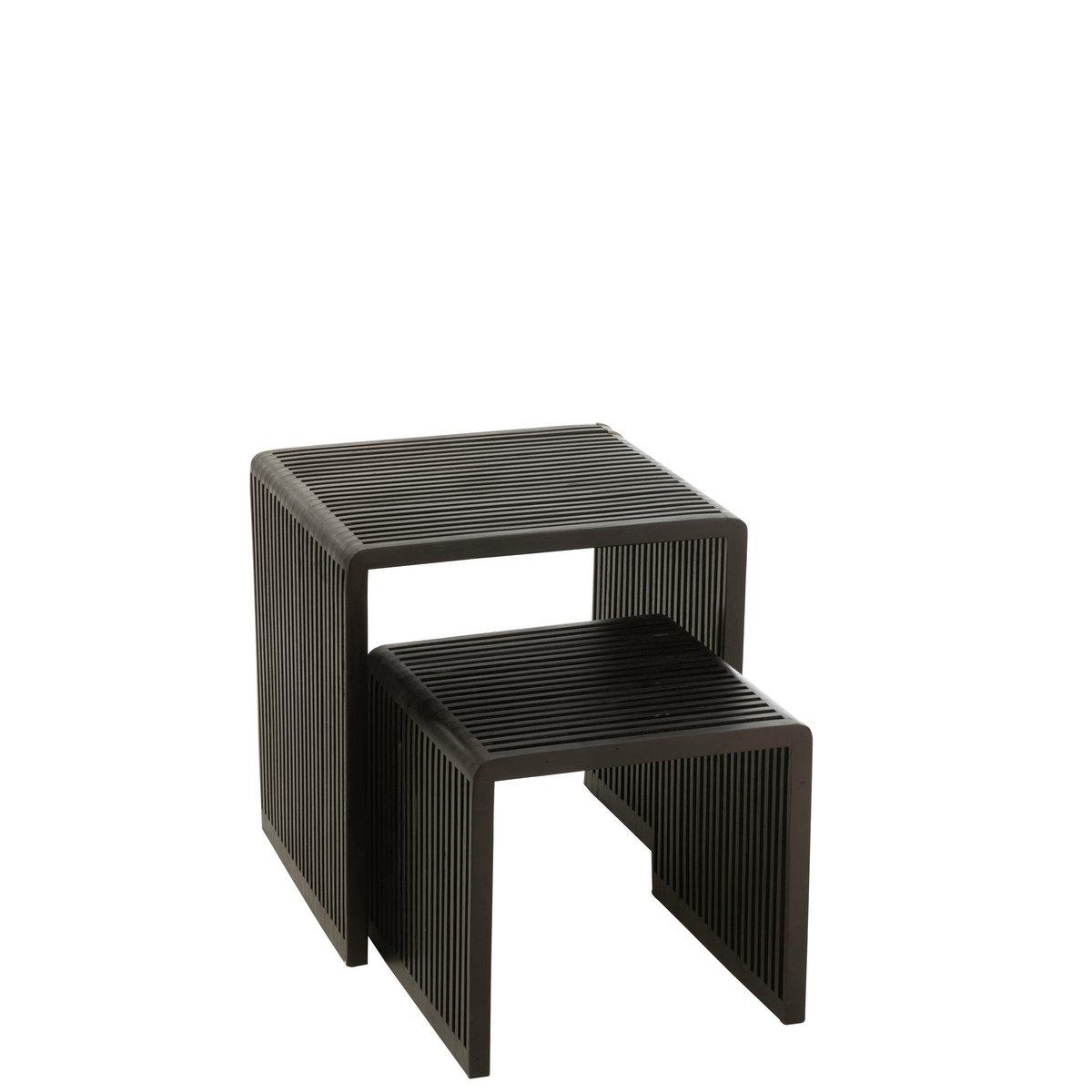 J-Line Couchtisch Cube Recyceltes Teakholz – Holz – Schwarz
