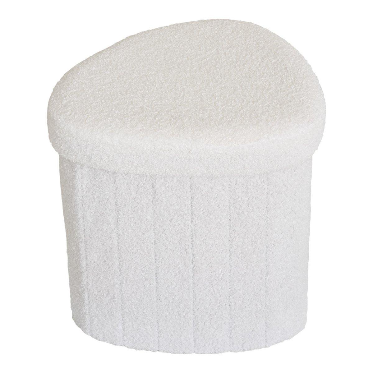 Medford Pouf – Weiß, Polyester/Schaum/Sperrholz, 36,5 x 42,5 x 37,5 cm