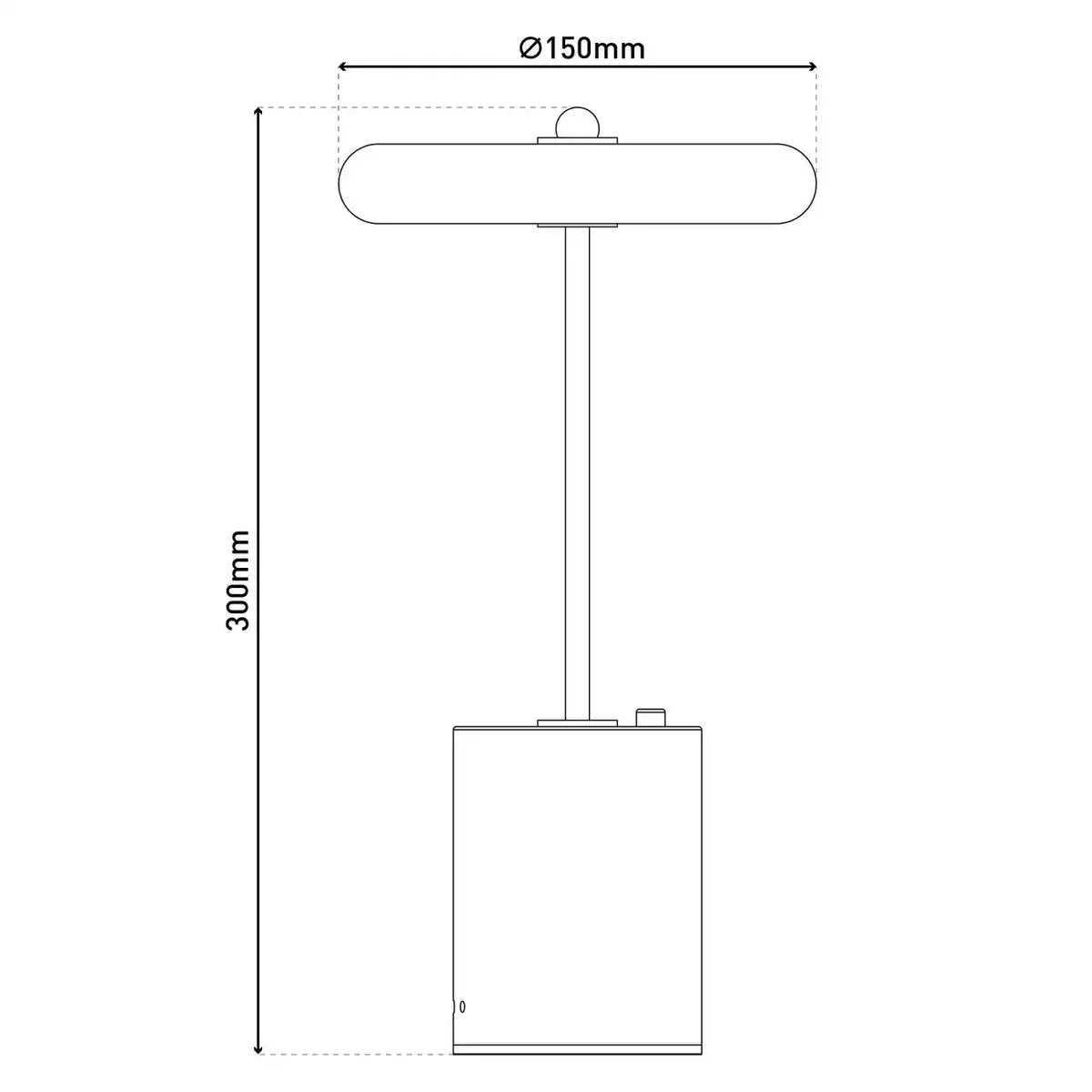 Akku Tischleuchte "SETA" schwarz 30 cm hoch aus Metall und Beton, mit fest verbauter LED