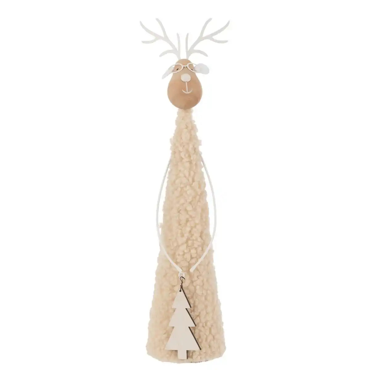 J -Line Figur Rentier -Deko Teddy - Metall/Holz - Beige/Naturel - groß