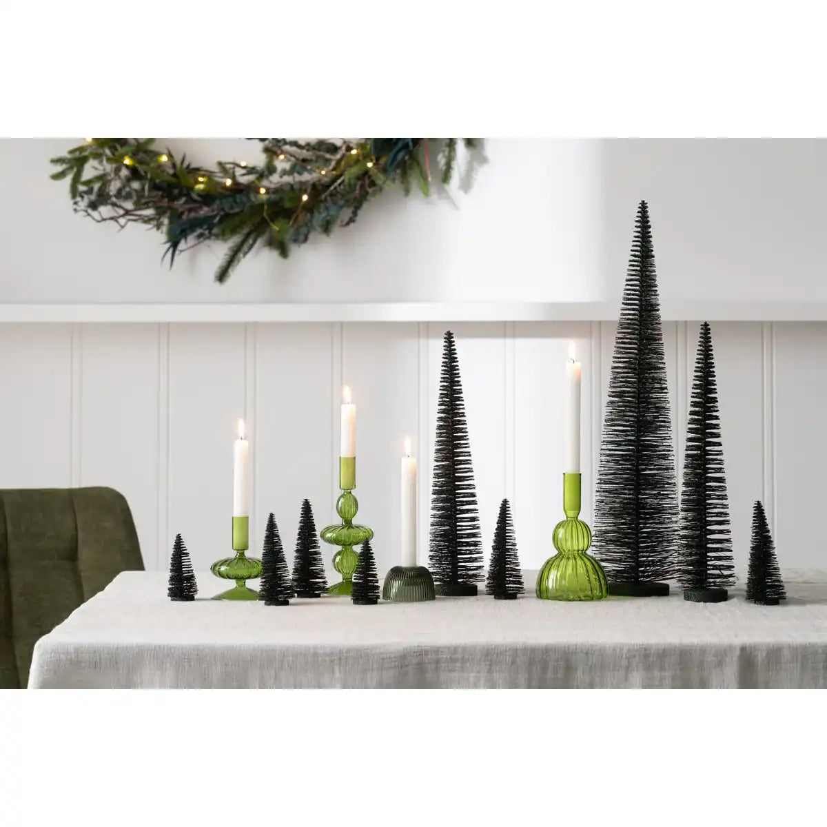 J -Line Dekoration Weihnachtsbaum Glitzer - Kunststoff - Dunkelgrün - groß