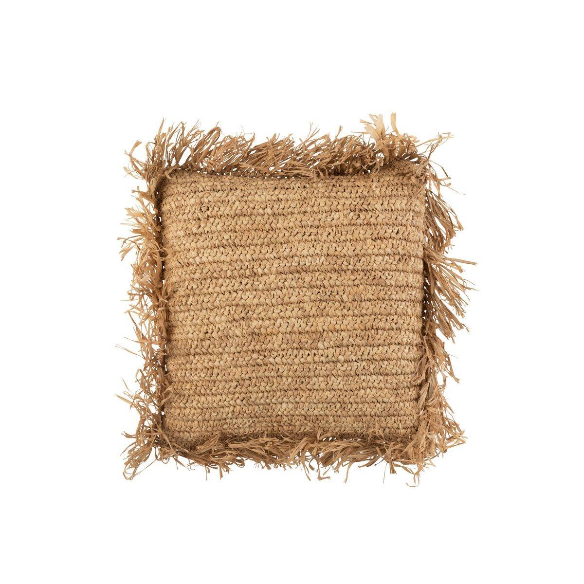 J-Line Kissen Square Raffia – Jute – Natur – klein