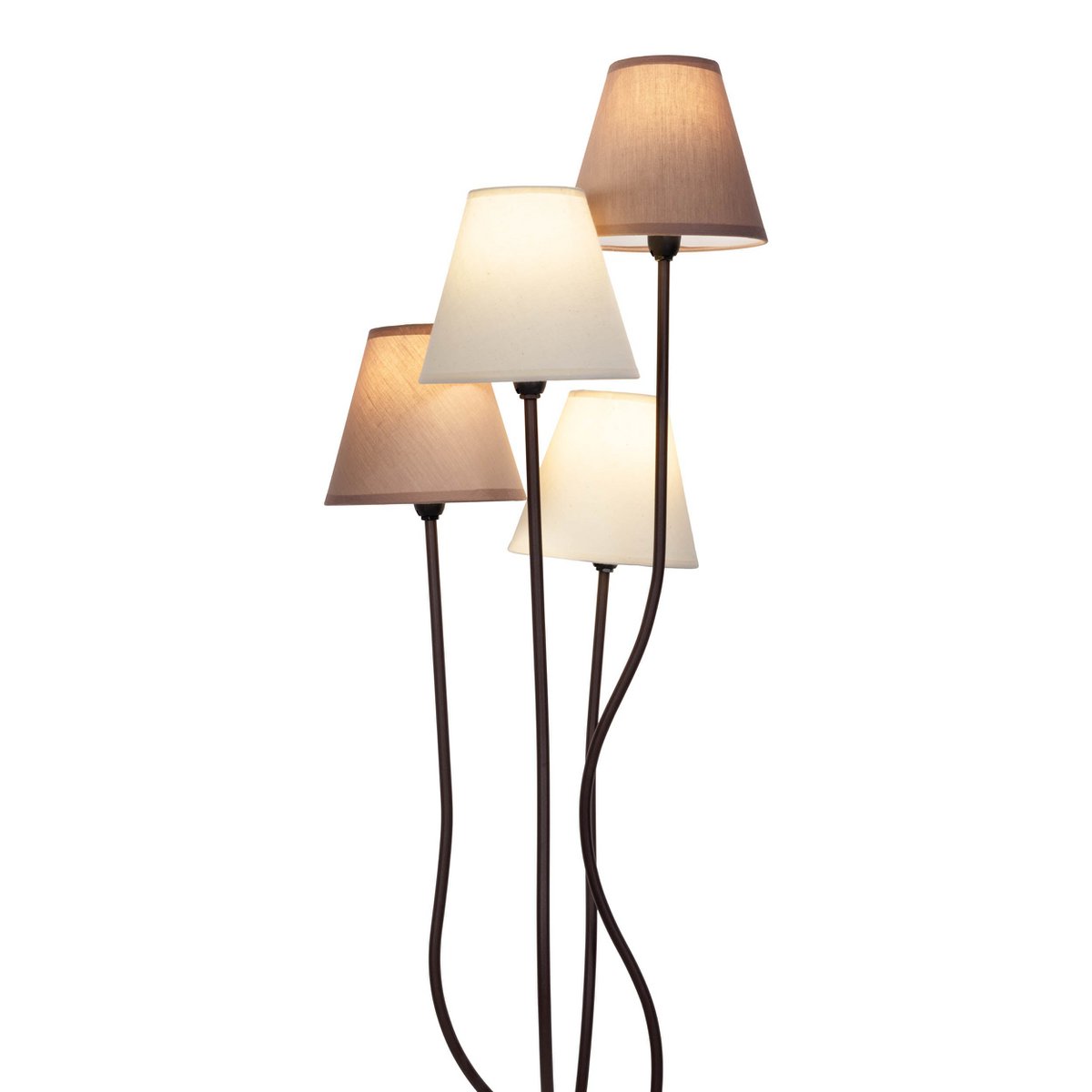 Textilstehleuchte 4-flammig "BOHO", Stehlampe in Beige/Braun, mit E14-Fassung, für Esszimmer, Wohnzimmer, Diele oder Büro, 138 cm hoch