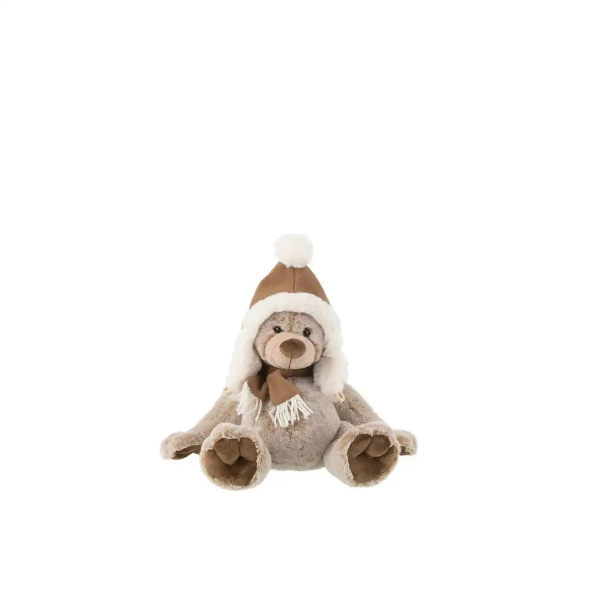 J-Line Bär+Mütze Plüsch Polyester Braun Klein