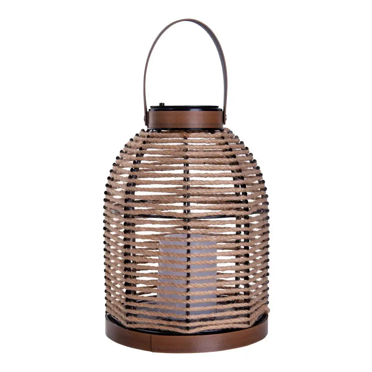 LED Solarleuchte "Korbinian" für Garten und Terrasse, Dekolampe aus Metall mit Jutebespannung in natur, fest verbaute LEDs, Solarlampe für Außen 29 x 21 cm