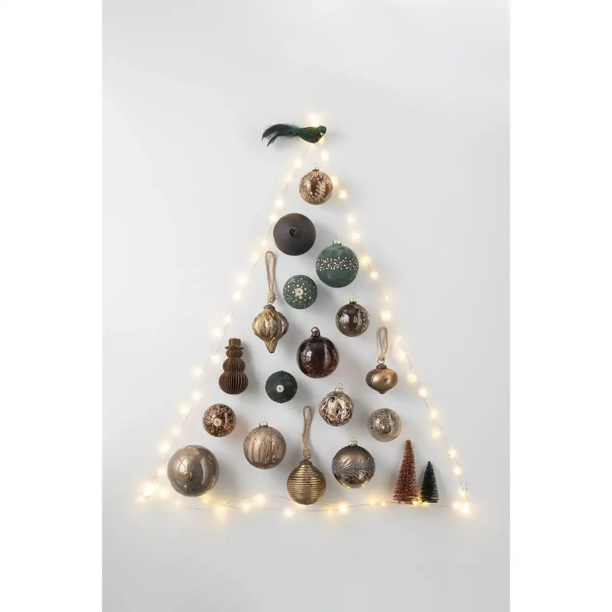 J-Line Box mit 6 Weihnachtskugeln, Muster, Samt, Glas, dunkelgrün, klein