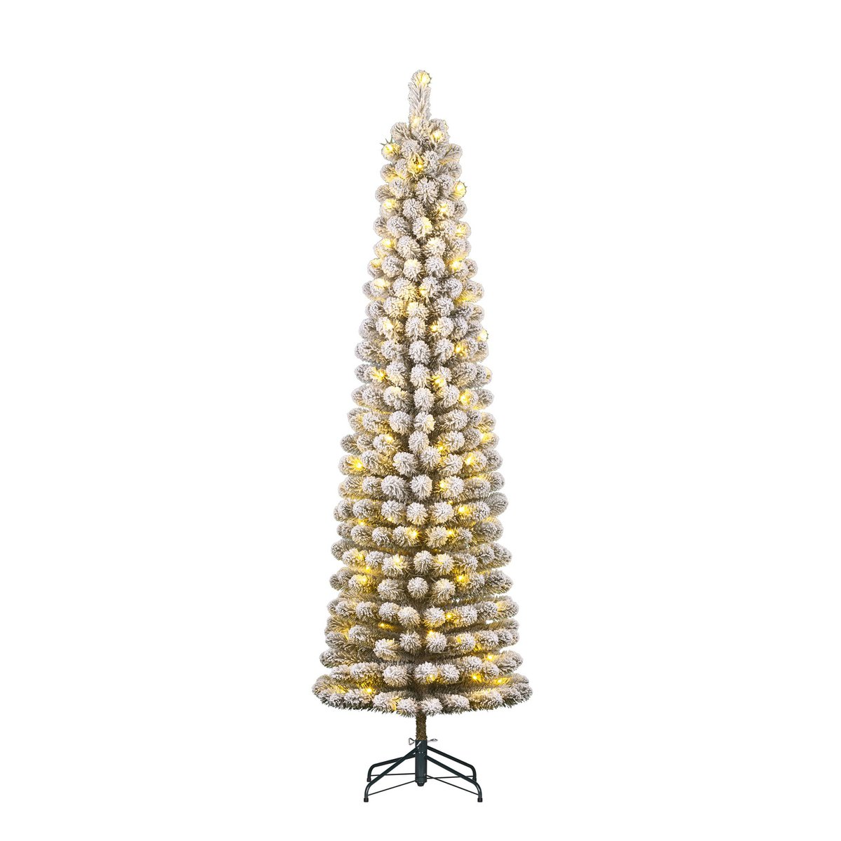 Künstlicher Weihnachtsbaum von Charlton mit warmweißer LED-Beleuchtung – H230 x Ø58 cm – Grün gefrostet