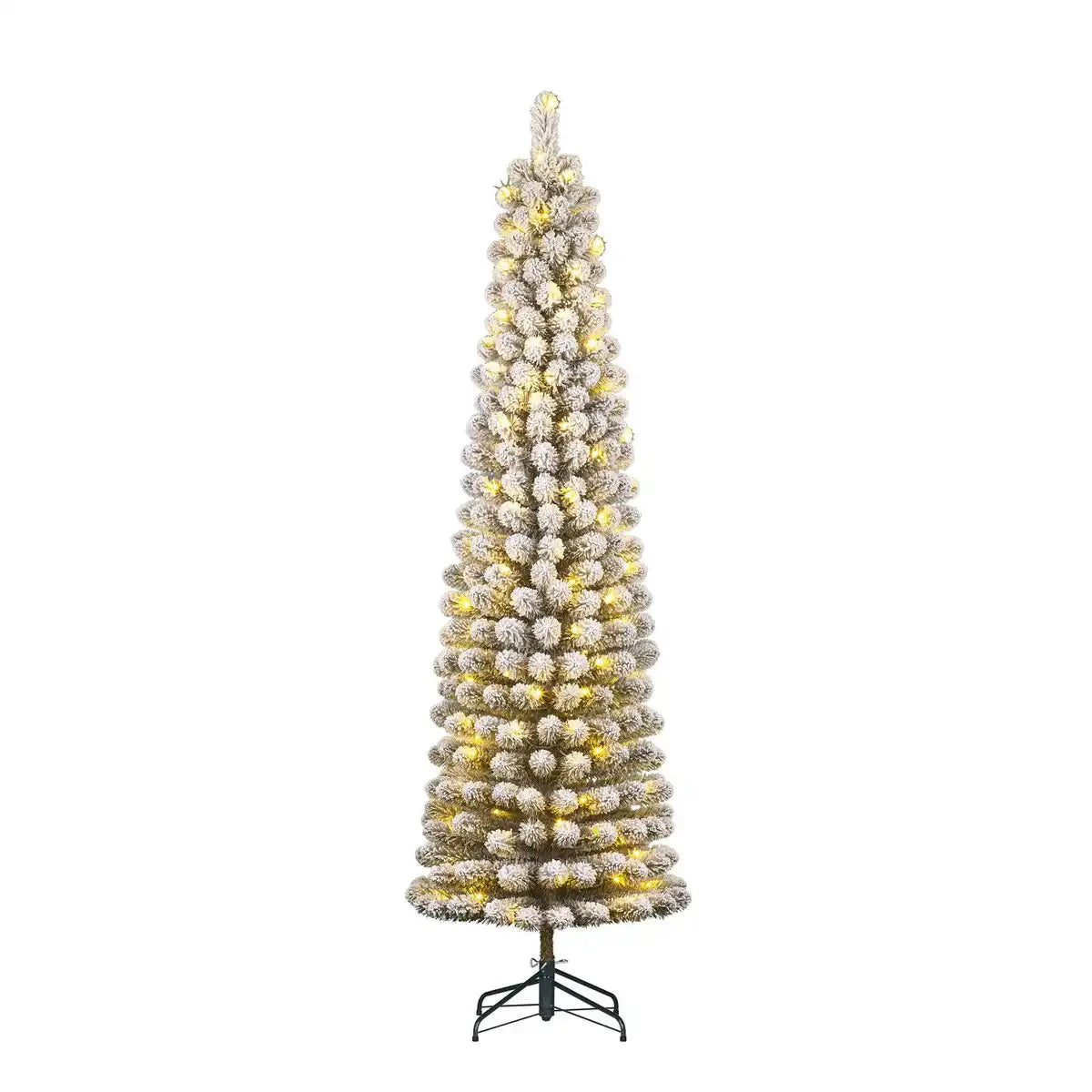 Künstlicher Weihnachtsbaum von Charlton mit warmweißer LED-Beleuchtung – H230 x Ø58 cm – Grün gefrostet