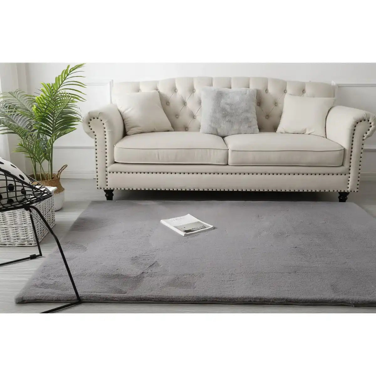 Flauschiger Teppich grau 160x230 cm