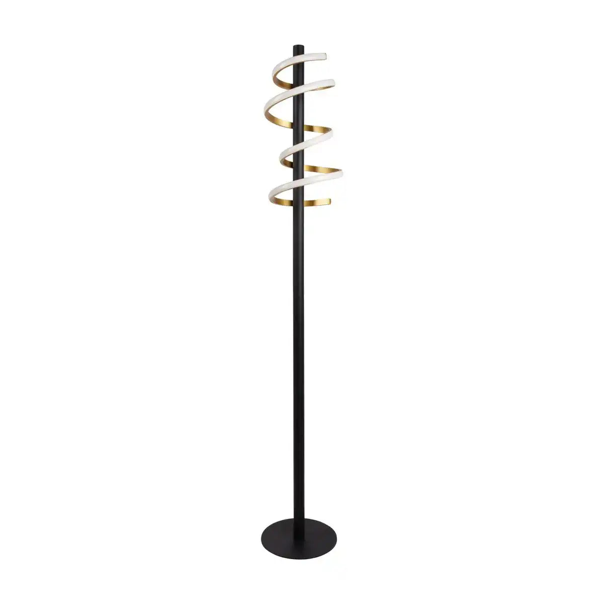 LED-Stehleuchte "BELLEZA", moderne Stehlampe aus Metall und Kunststoff in Schwarz, Gold und Weiß, mit fest verbauten LEDs, 140 hoch, Beleuchtung für Wohnzimmer, Esszimmer, Schlafzimmer oder Büro.