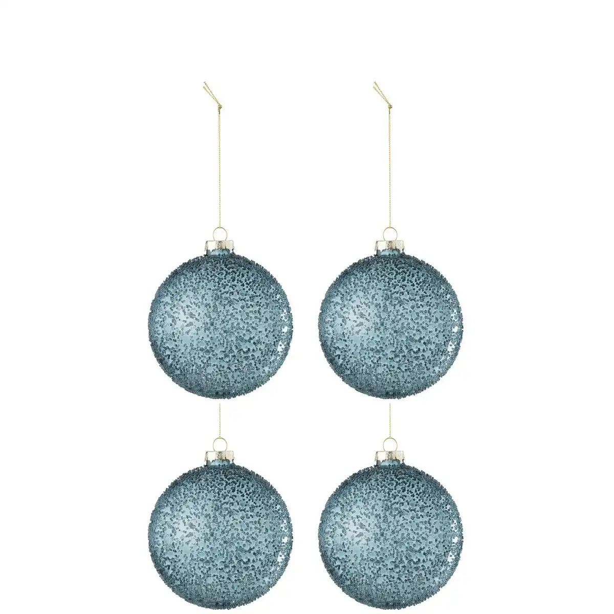 J-Line Weihnachtskugel Perlen – Glas – Blau – klein – 4er-Box