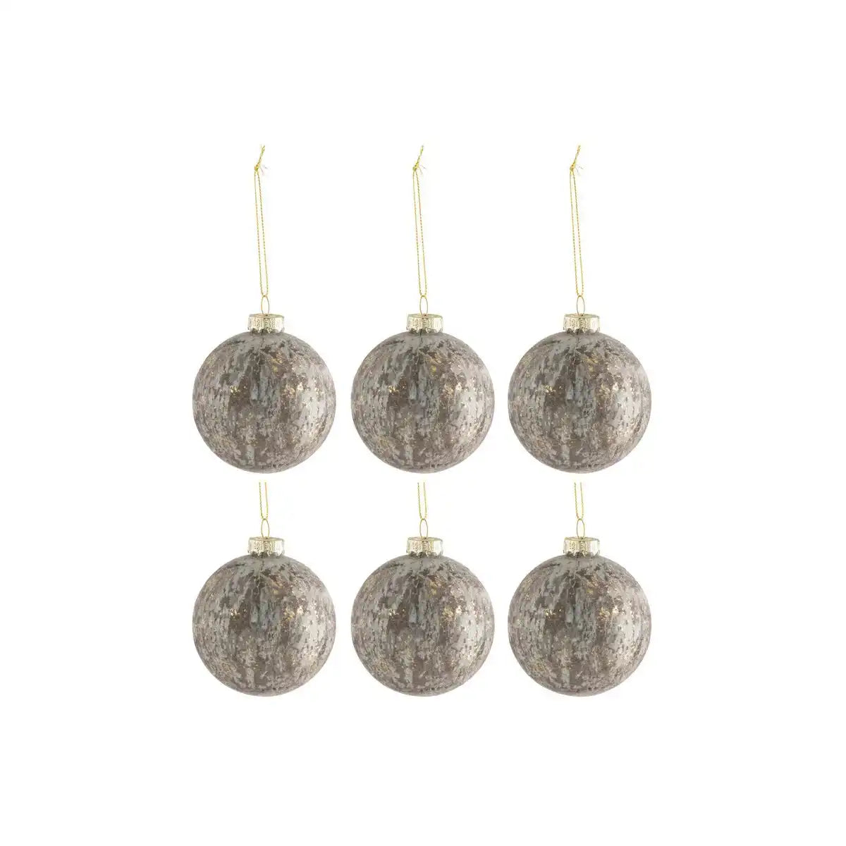 J-Line Weihnachtskugel – Samt/Glas – Grau/Gold – klein – 6er-Box