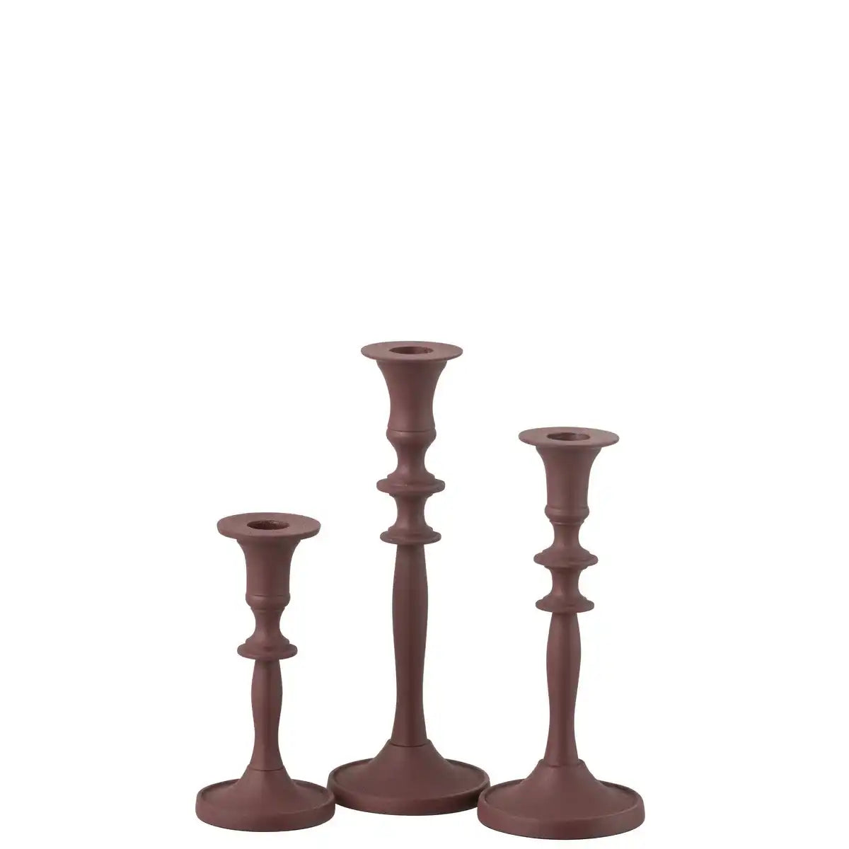 J-Line Set mit 3 Kerzenhaltern aus klassischem Aluminium in Kastanienbraun