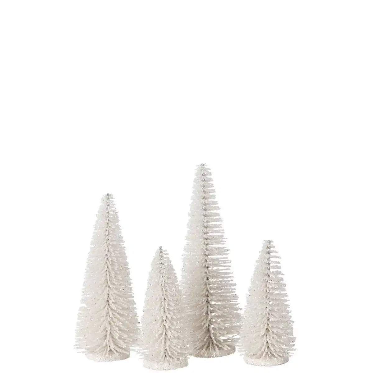 J -Line Dekoration Weihnachtsbaum Glitzer - Kunststoff - Weiß - Box von 7