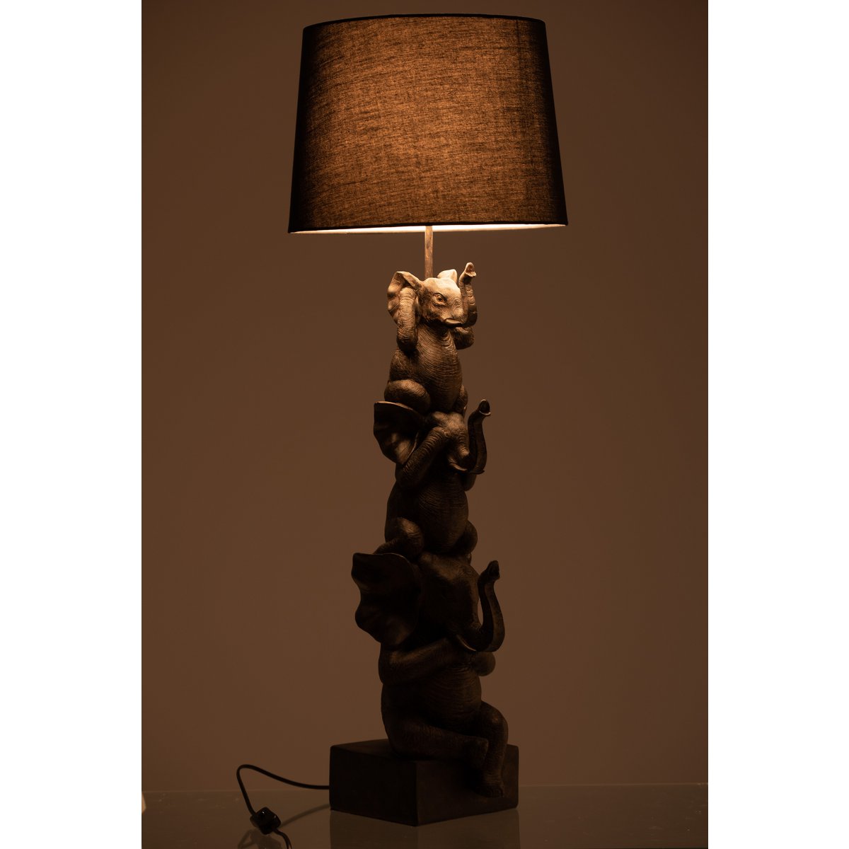 J-Line Lampe 3 Elefanten – Polyresin – braun