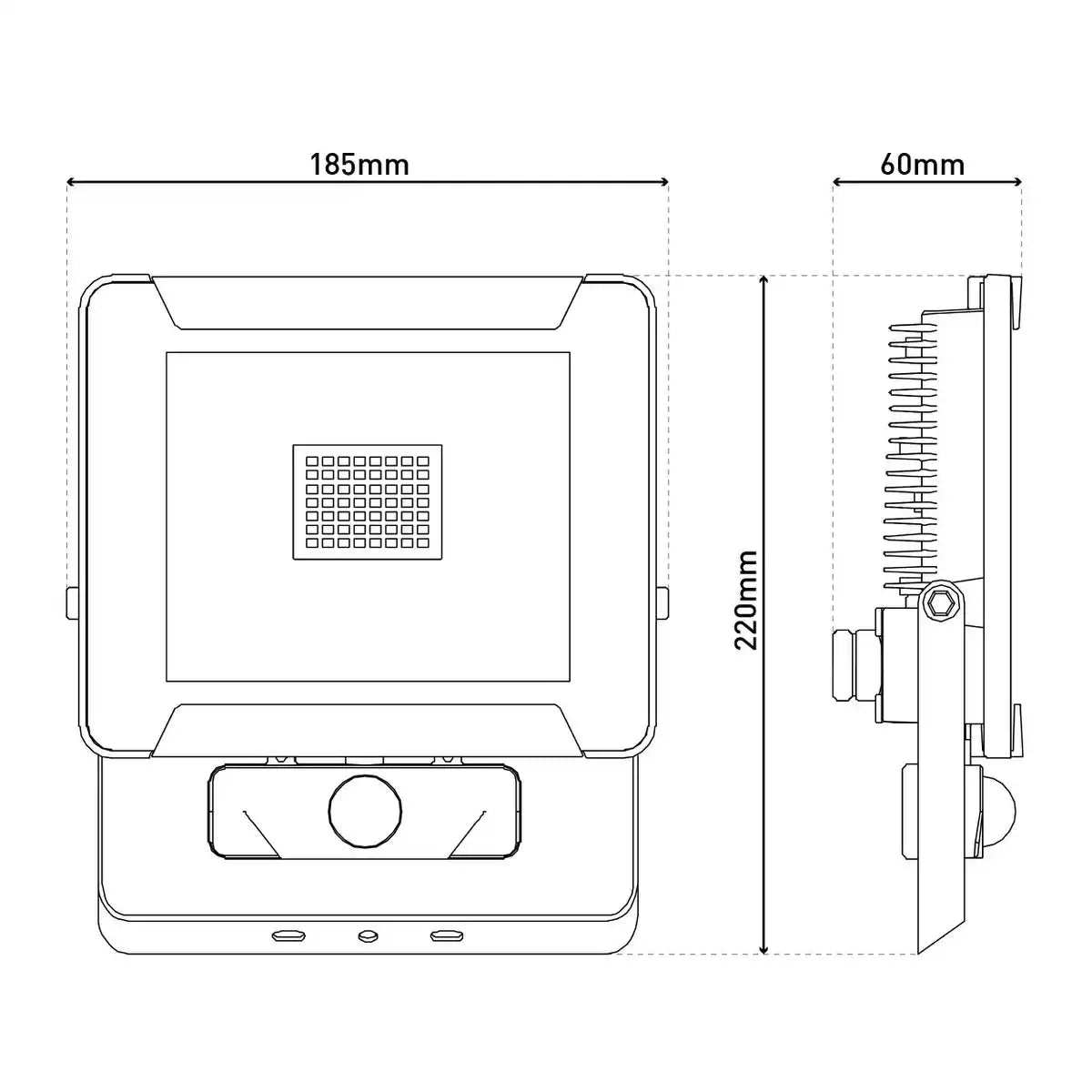LED-Außenleuchte "Radia" 30W mit Sensor, aus Metall und Glas in Schwarz, mit integrierter LED