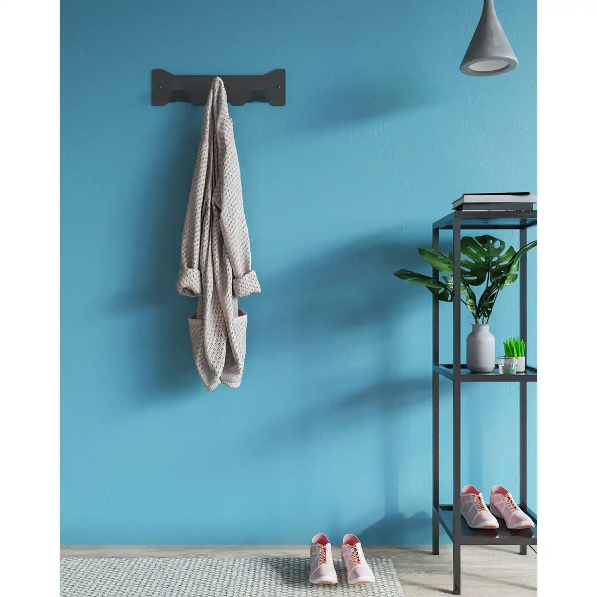 Gorillz Triangle Three – Industrial – Wandgarderobe – 3 Kleiderhaken – Schwarz