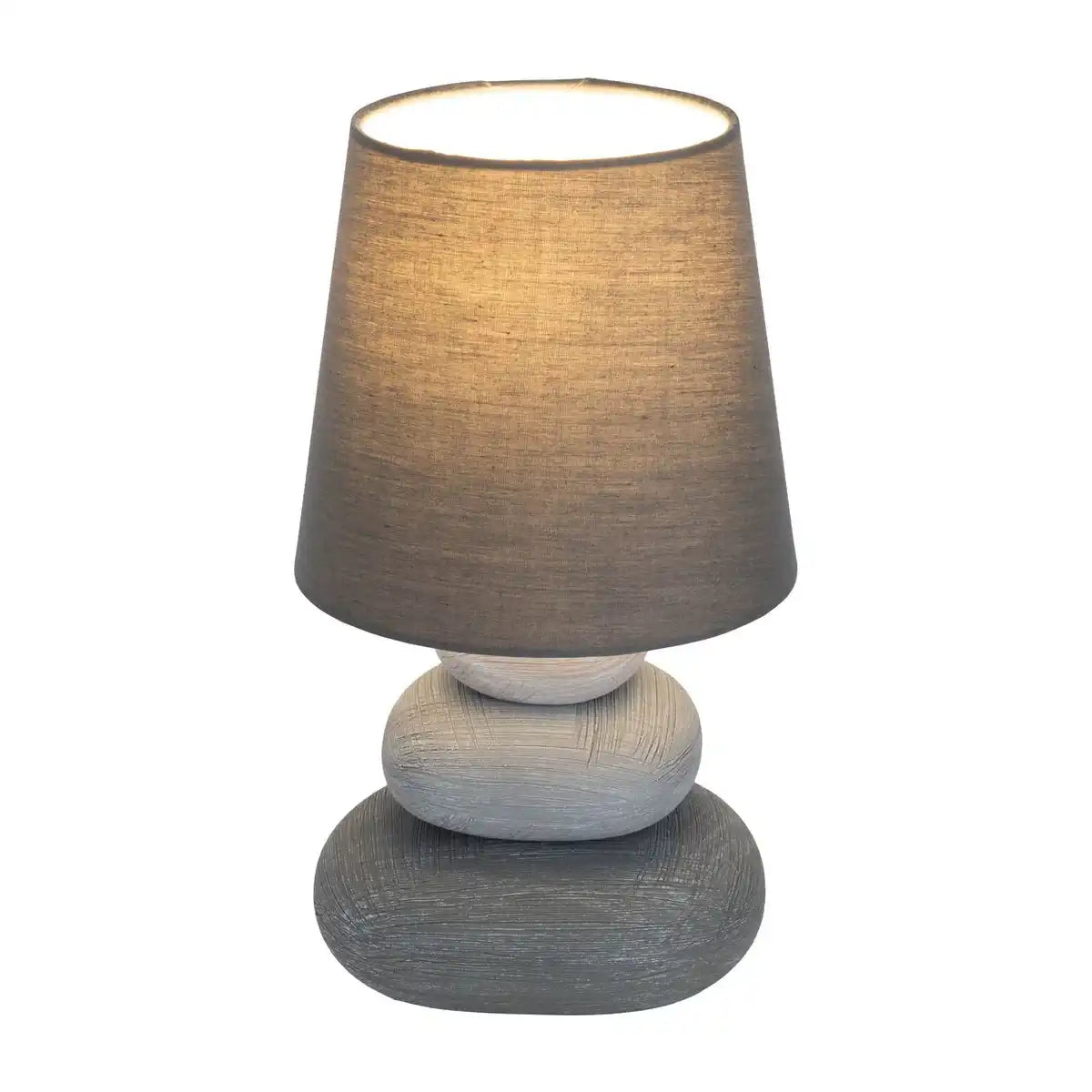 Keramik Tischleuchte "STONEY", Tischlampe aus Keramik in Grau, mit E14-Fassung, Tischlampe für Esszimmer, Wohnzimmer, Diele oder Büro, oder als Nachttischlampe, 31 cm hoch