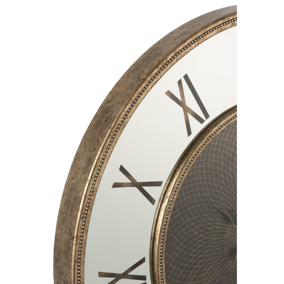 J-Line Spiegeluhr – Metall – Gold – LED-Leuchten – Ø 80 cm