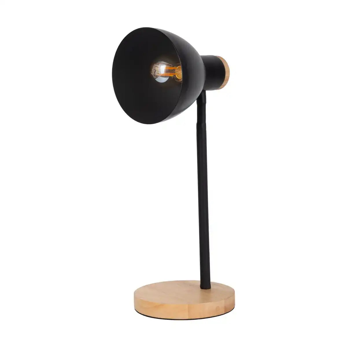 Schreibtischleuchte "MARIE" aus Metall und Holz, E14, Schwarz, 36,5 cm hoch