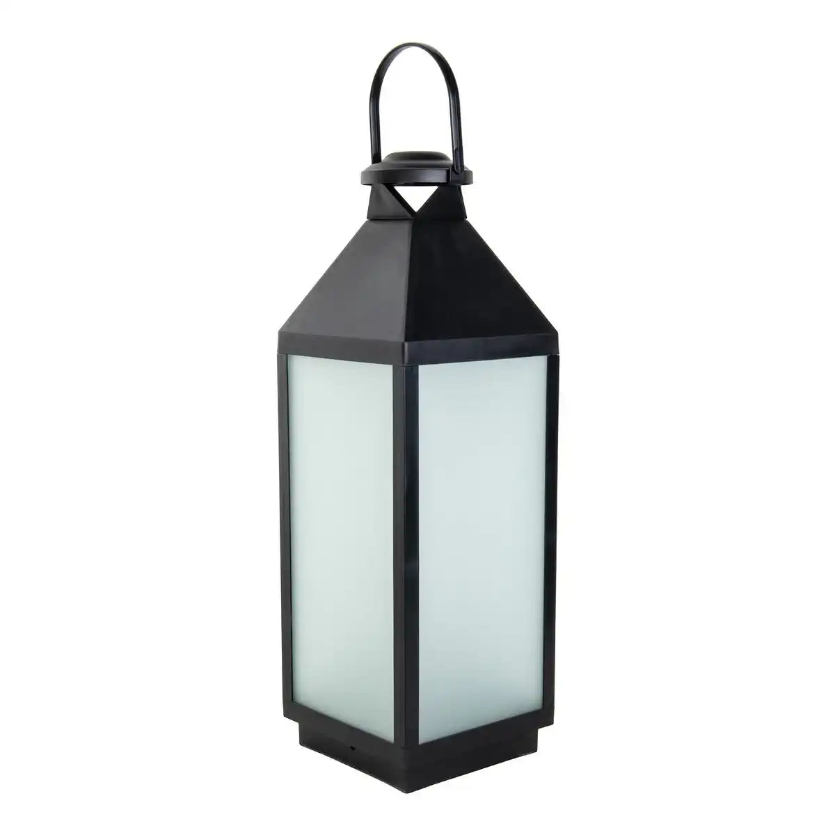 LED Dekoleuchte Laterne "DORIS" aus Kunststoff und Glas in Schwarz, integrierte LED, für Innen