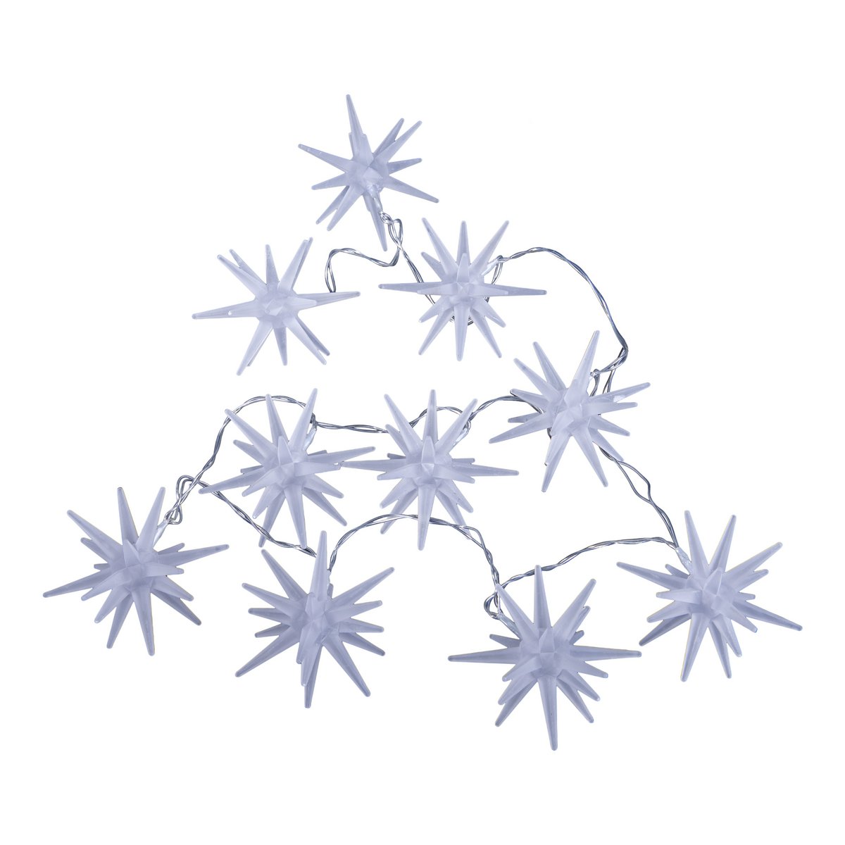10er-LED-Lichterkette "3D-STERNE" - Weihnachtsdeko aus Kunststoff in weiß, mit fest verbauten LEDs