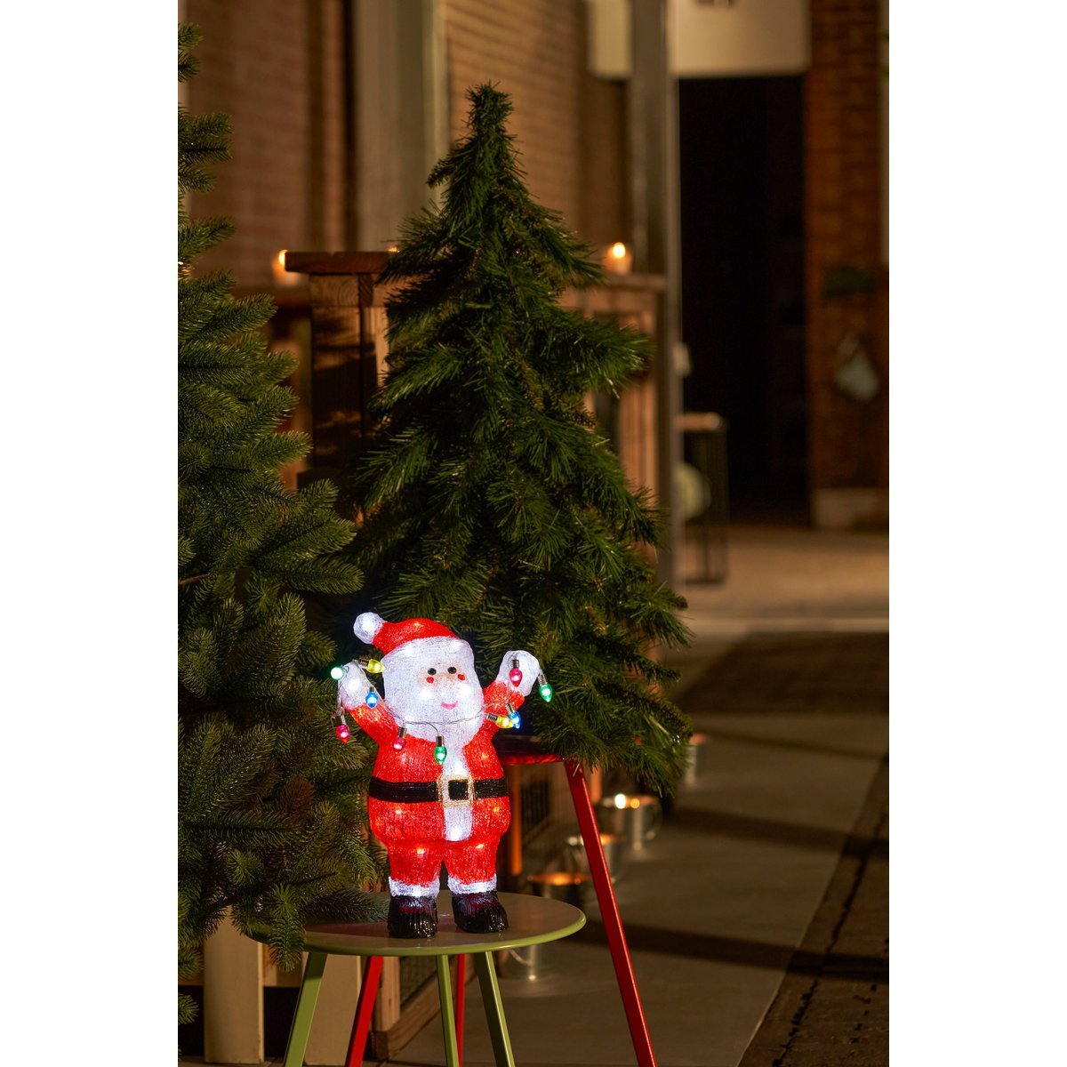 Weihnachtsbeleuchtung für den Außenbereich, Weihnachtsmann – L22 x B15 x H35 cm – Mehrfarbig