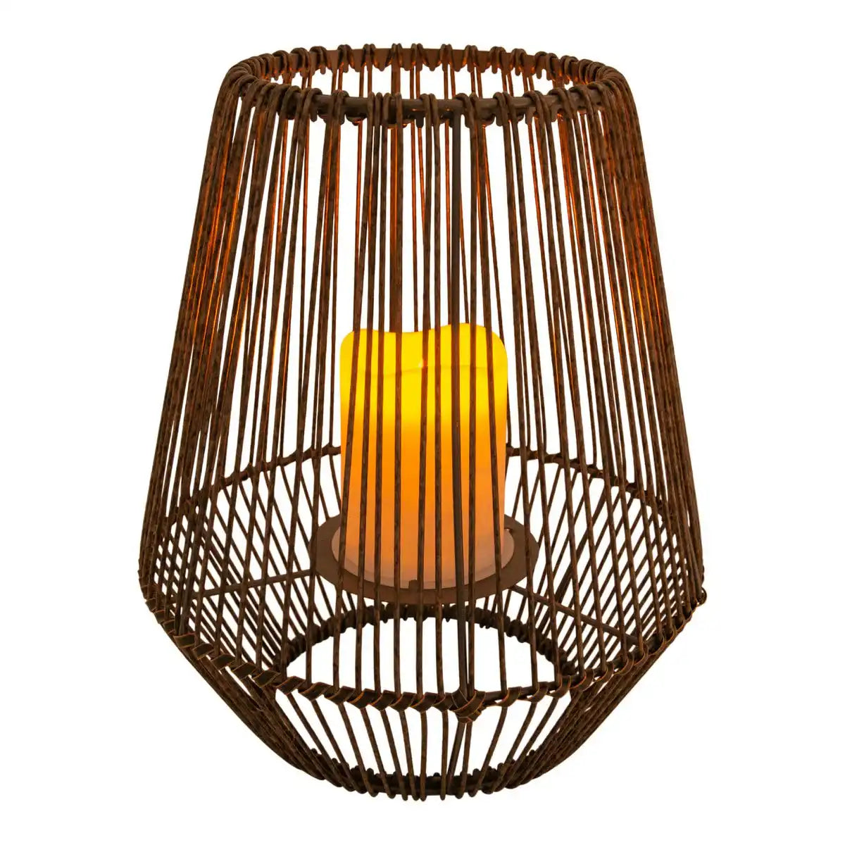 LED Solarleuchte "PLASTO" Ø 26 cm Außendeko aus braunem Metall und Kunststoff
