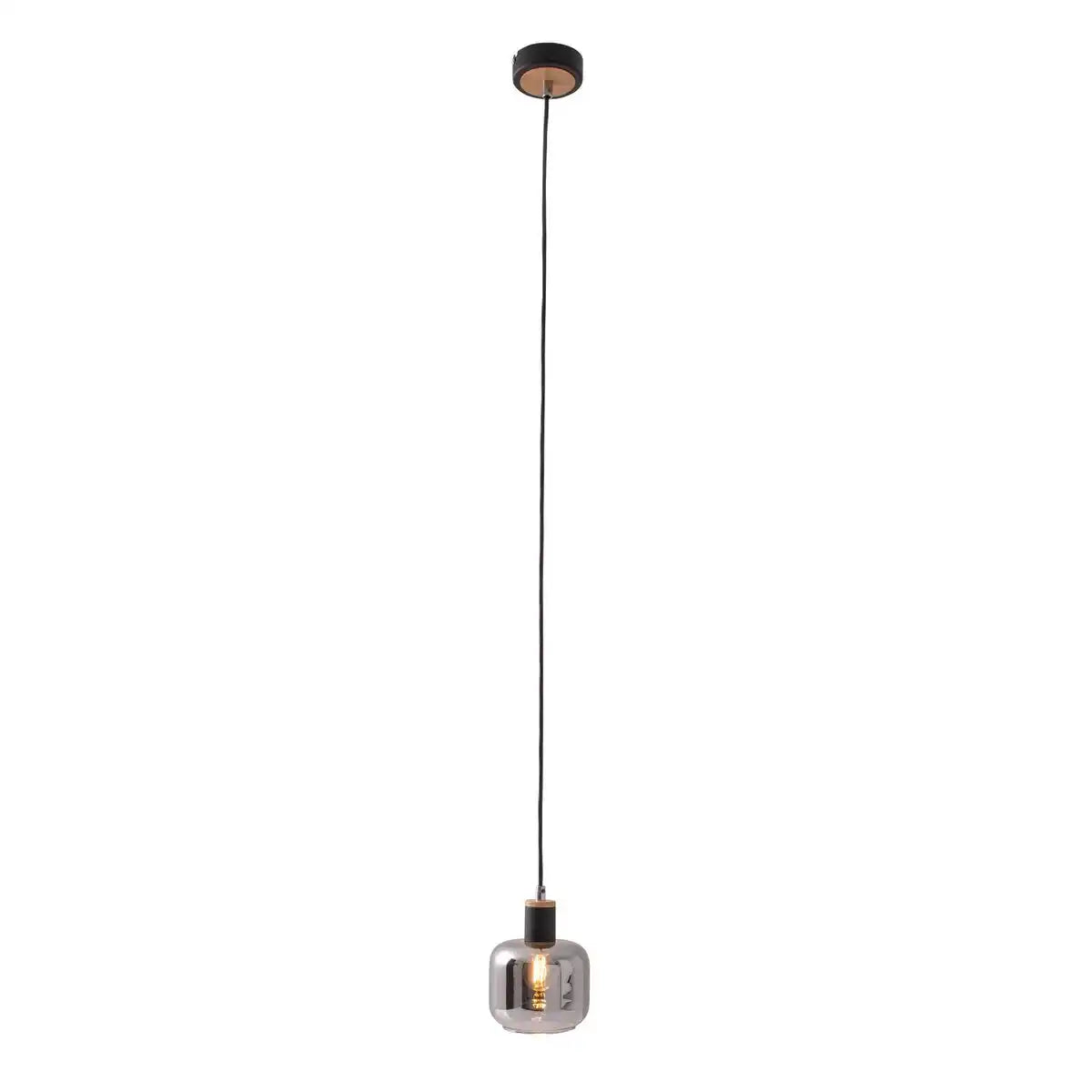 1er Pendelleuchte "FUMOSO", Pendellampe aus Metall und Glas in Schwarz,, mit E14-Fassung, für Esszimmer, Wohnzimmer, Diele oder Büro, Hängelampe 80 x 20 cm