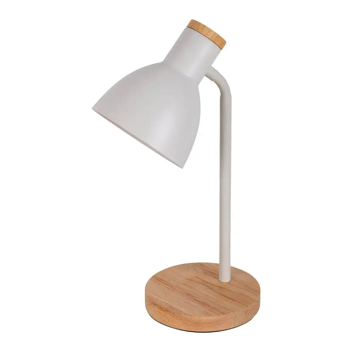 Schreibtischleuchte "MARIE" aus Metall und Holz, E14, Weiß, 36,5 cm hoch