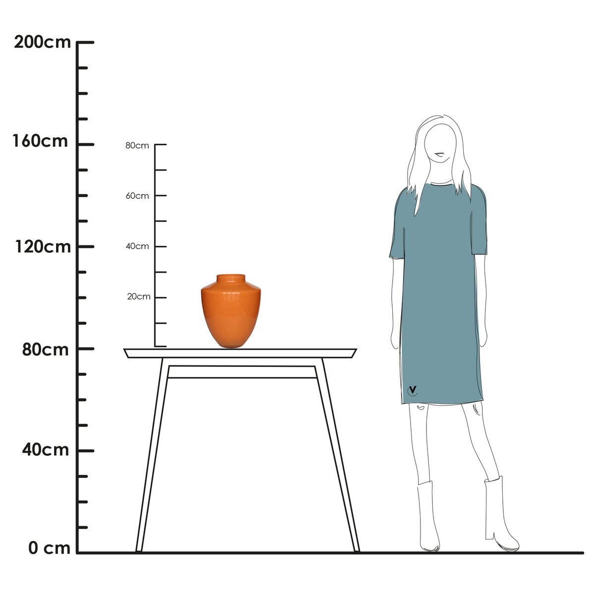 Vase - Tugela dunkelorange