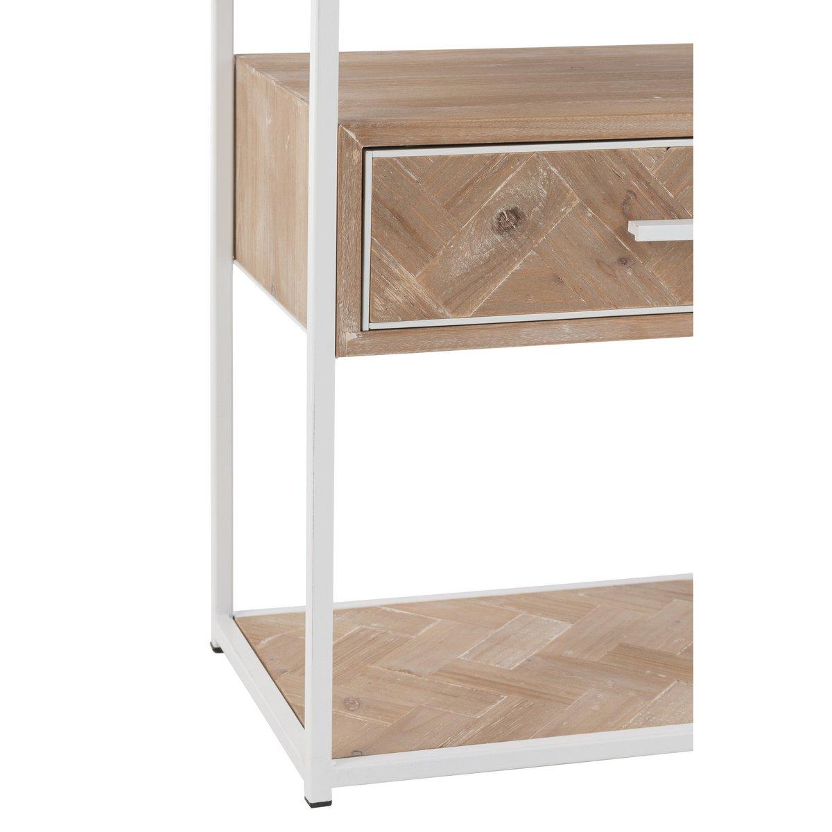 J-Line Beistelltisch Zigzag 1 Schublade – Holz/Metall – Natur/Weiß