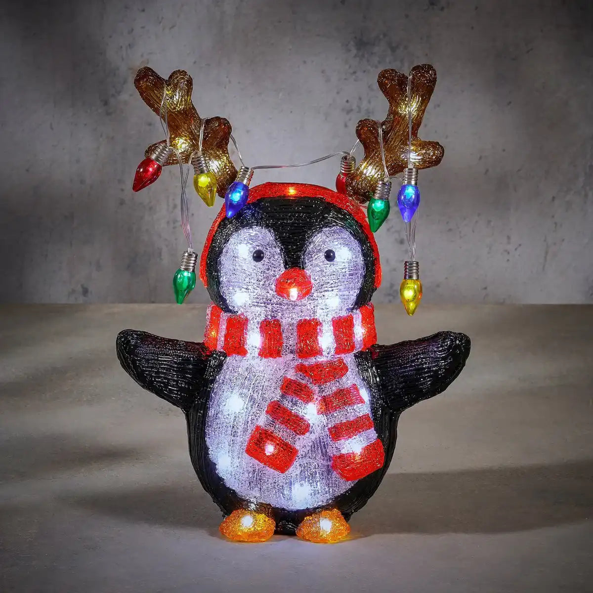 Weihnachtsbeleuchtung für den Außenbereich, Pinguin – L32 x B21 x H42 cm – Mehrfarbig