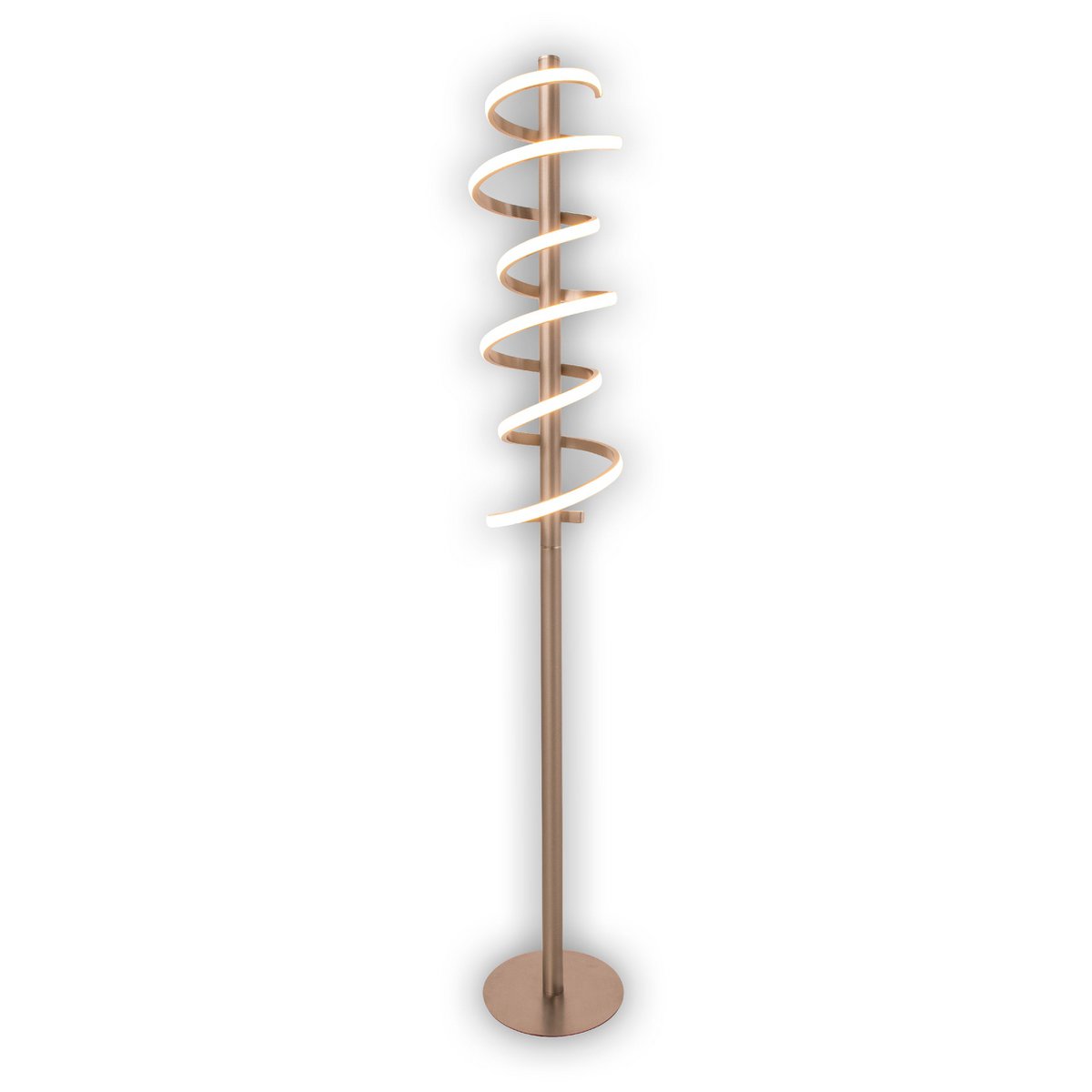 LED-Stehleuchte "BELLEZA", moderne Stehlampe aus Metall und Kunststoff in Nickel matt und Weiß, mit fest verbauten LEDs, 140 hoch, Beleuchtung für Wohnzimmer, Esszimmer, Schlafzimmer oder Büro.