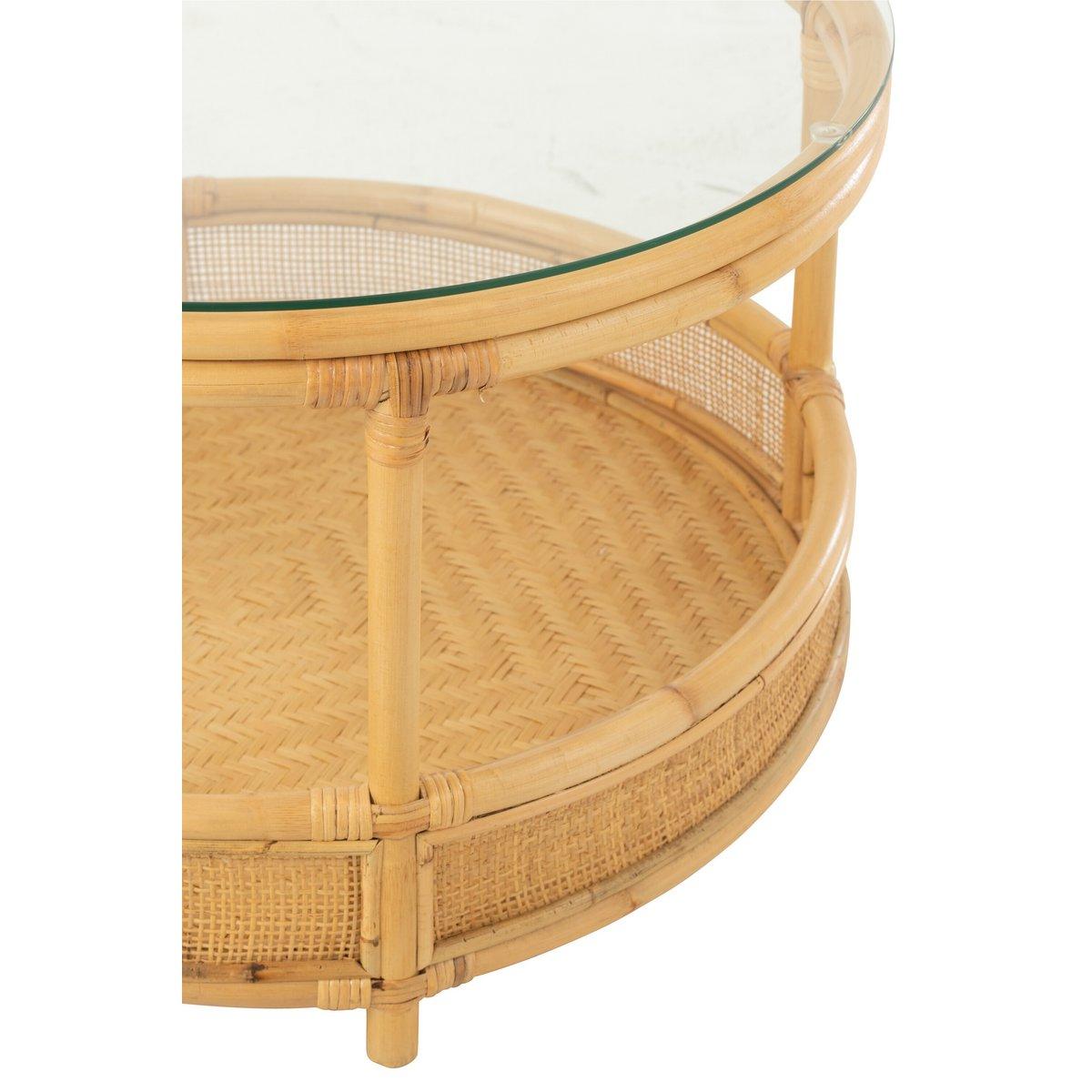 J-Line Couchtisch Jovelyne – Rattan/Glas – Natur