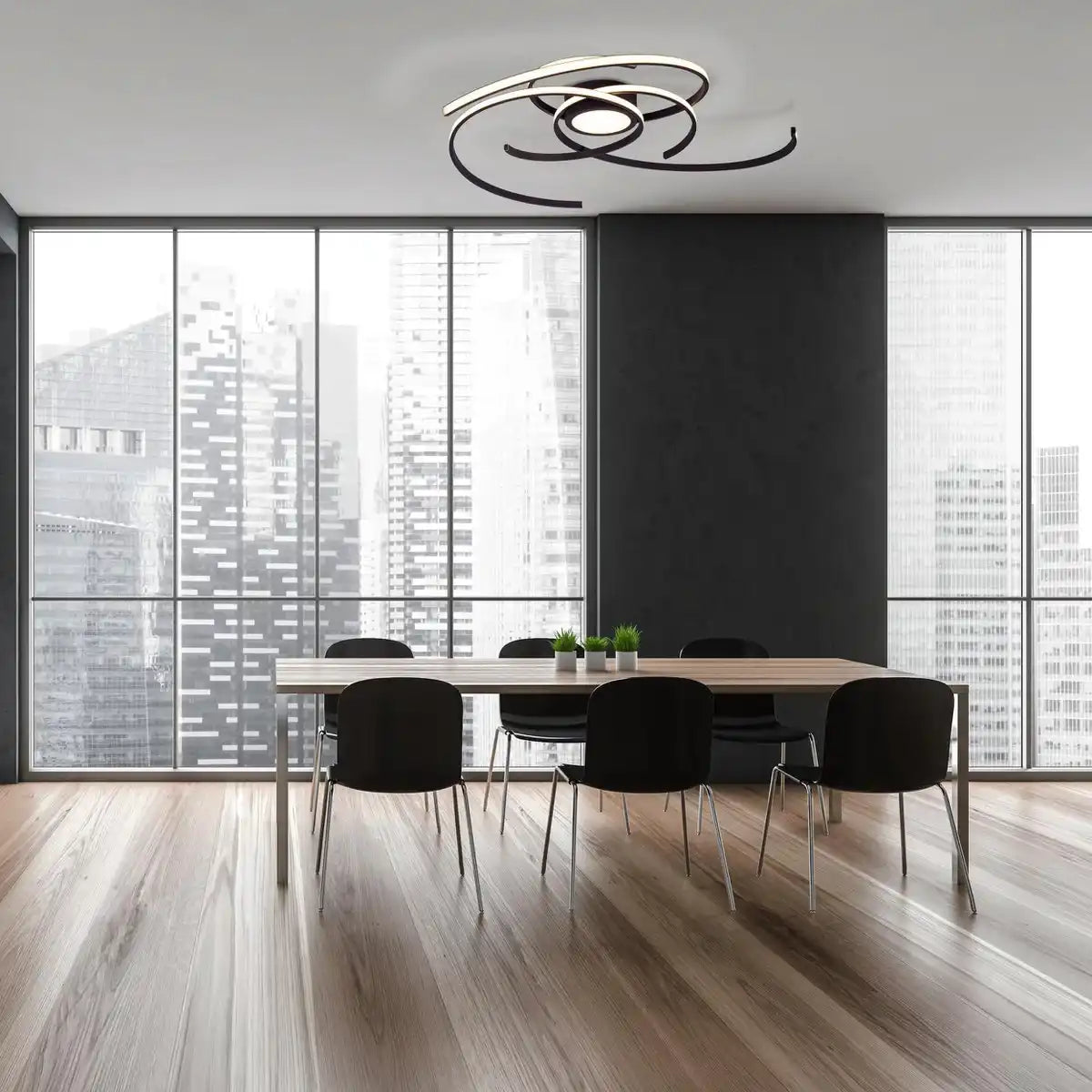 LED Deckenleuchte "RADON" in Schwarz, aus Metall und Kunststoff, mit fest verbauten LEDs Ø 57 cm