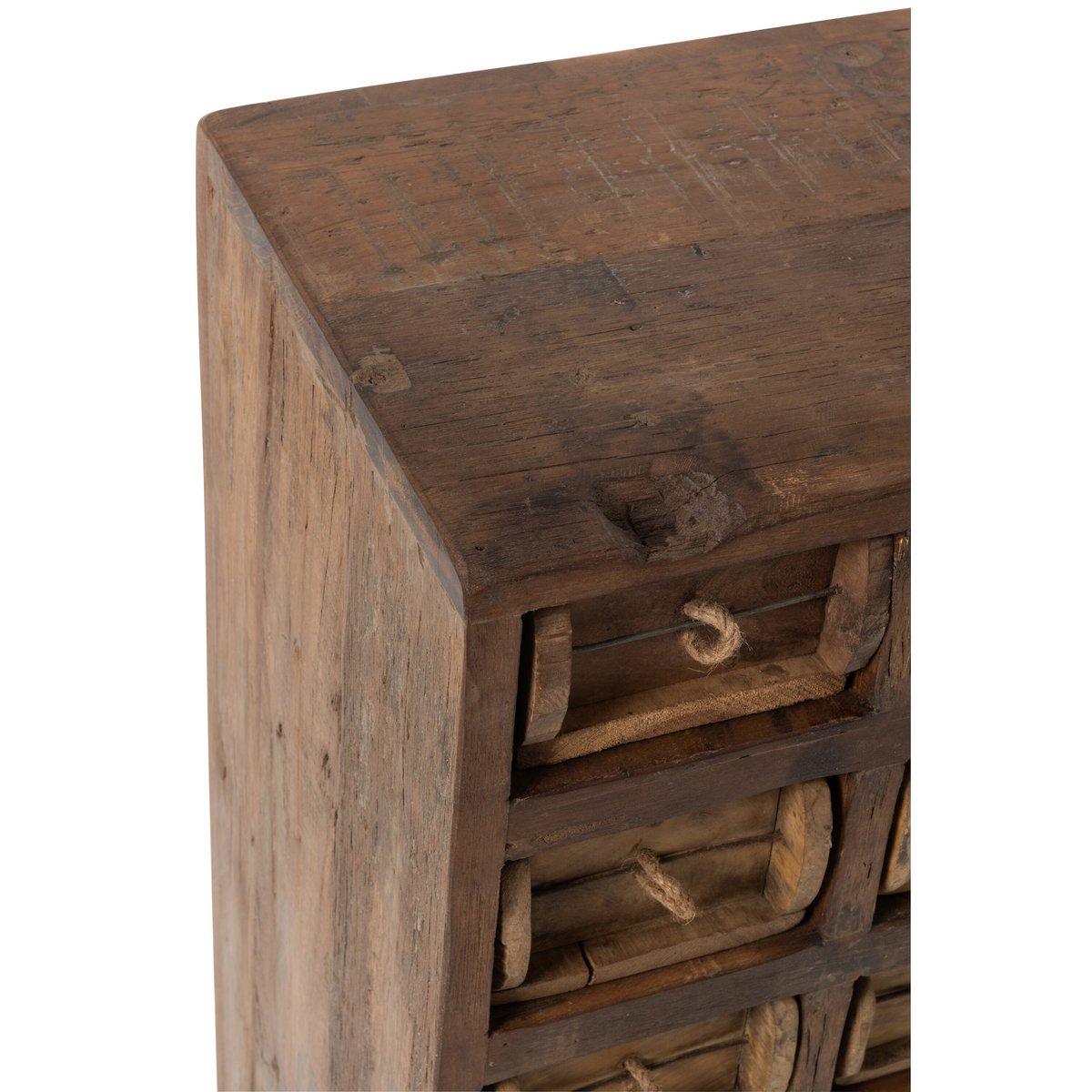 J-Line Schrank mit 12 Schubladen, Brut-Recyclingholz, Braun
