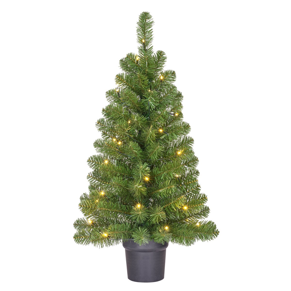 Künstlicher Weihnachtsbaum im Topf mit LED-Beleuchtung – H90 x Ø50 cm – Grün