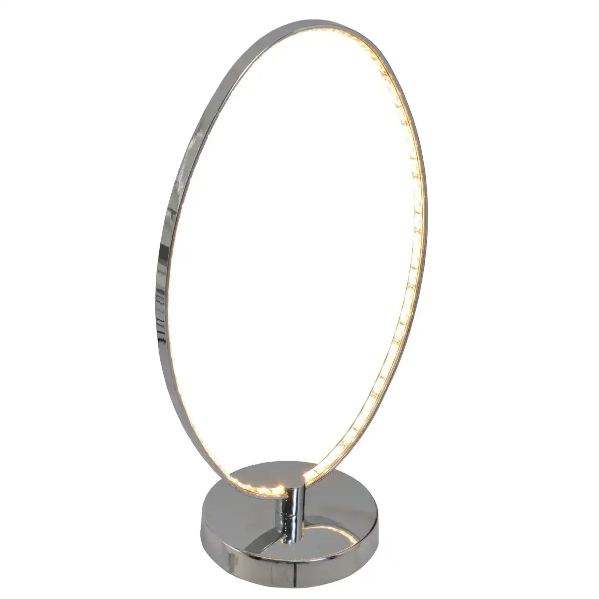 LED Tischleuchte 44 cm, chromfarbenes Metall, integrierte LEDs.