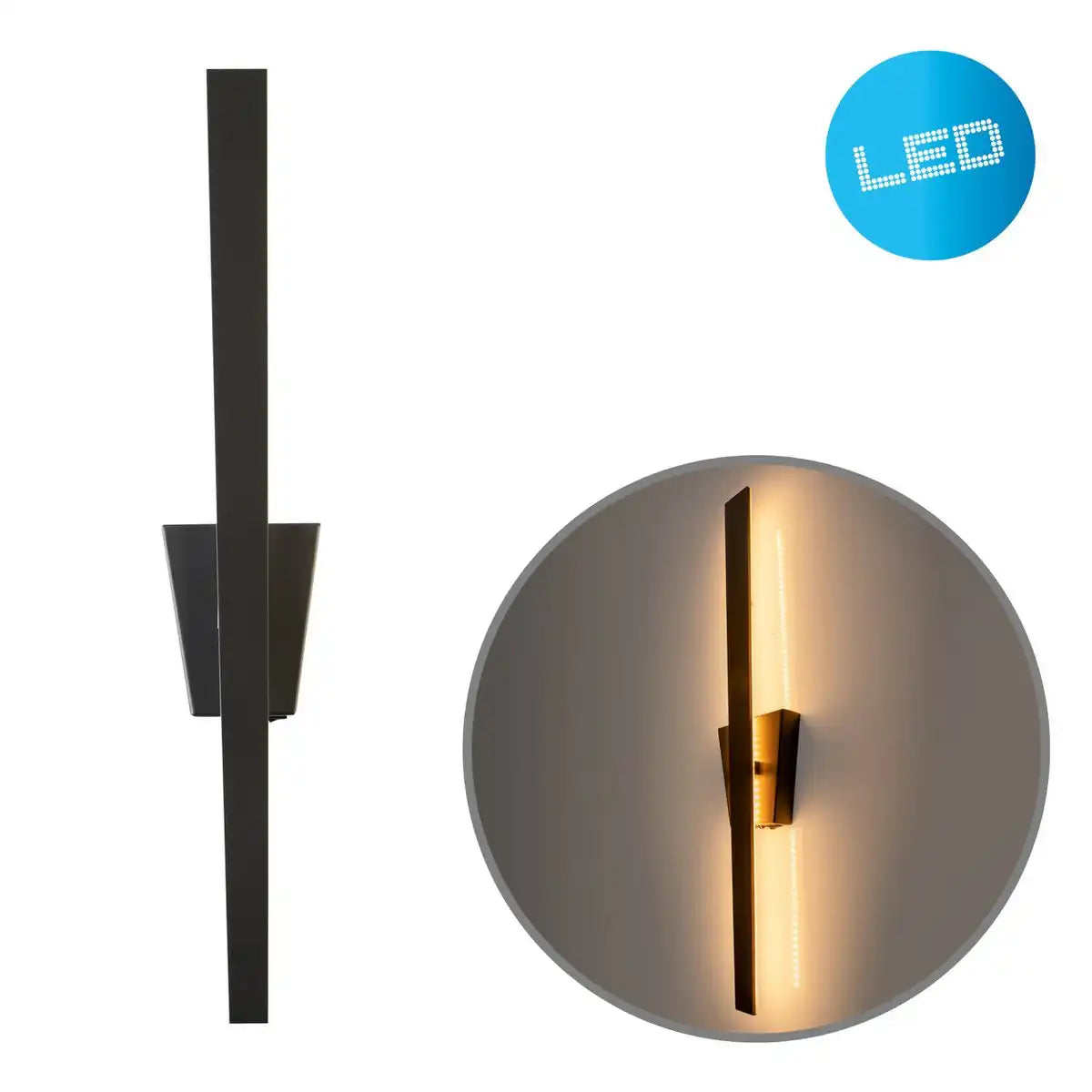 LED Wandleuchte "TREVOR" schwarz, Wandlampe Metall und Kunststoff in Schwarz,, mit fest verbauten LEDs, Wandbeleuchtung innen 62 x 10 x 4,5 cm