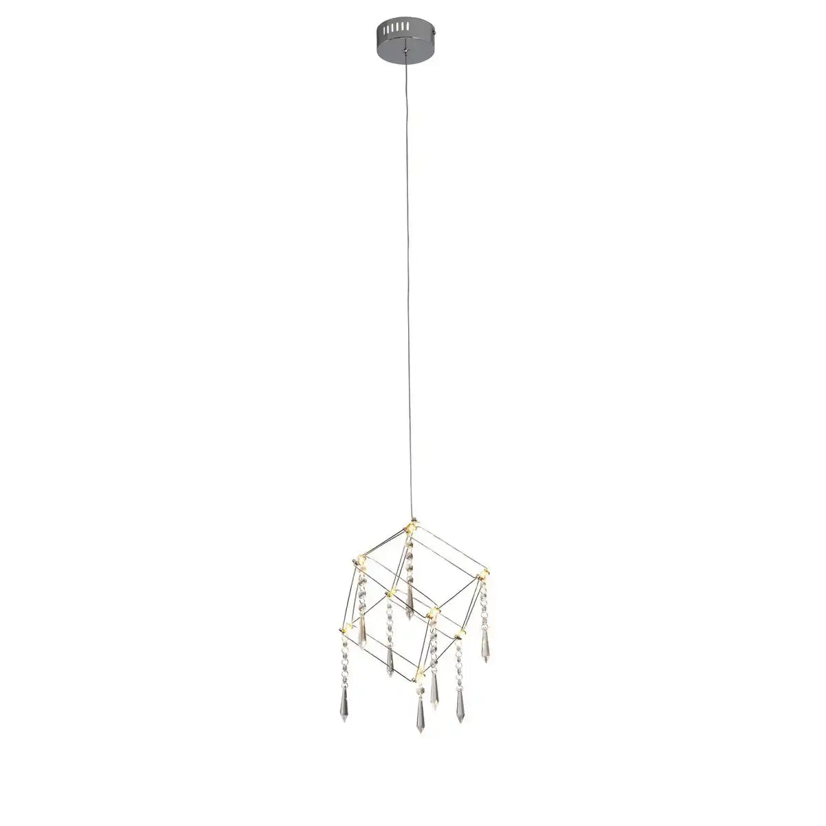 LED Pendelleuchte "ARANEUS" Metall und Kunststoff in chrom, mit fest verbauten LEDs, Seitenlänge Würfel ca. 15 cm, Beleuchtung für Wohnzimmer, Esszimmer oder Büro