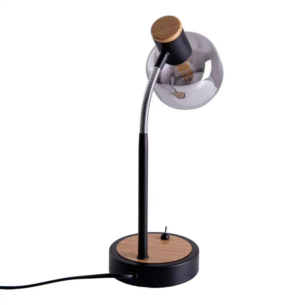 Tischleuchte "FUMOSO", Tischlampe aus Metall und Glas in Schwarz,, mit E14-Fassung, für Esszimmer, Wohnzimmer, Diele oder Büro, Tischlampe 34 cm hoch