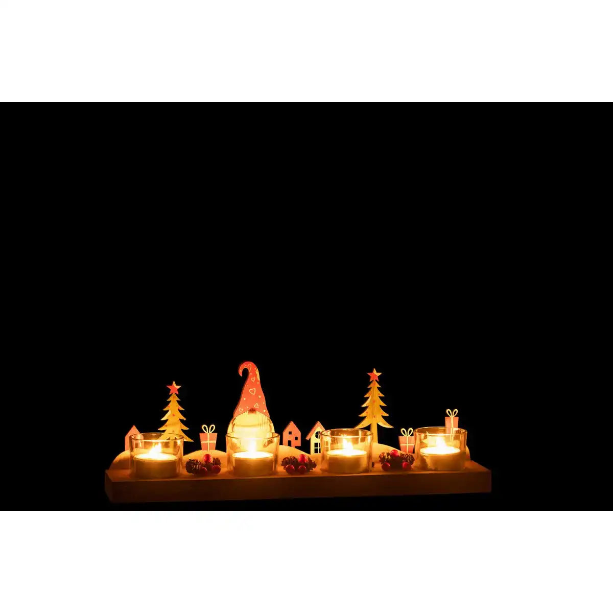 J-Line Teelichthalter Weihnachten – Holz/Metall