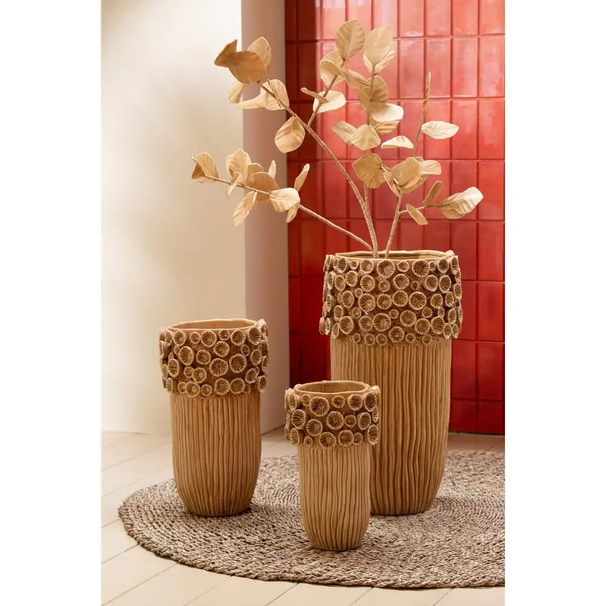 J -Line Vase Coral High - Keramik - Gelb - groß - 56,5 cm hoch
