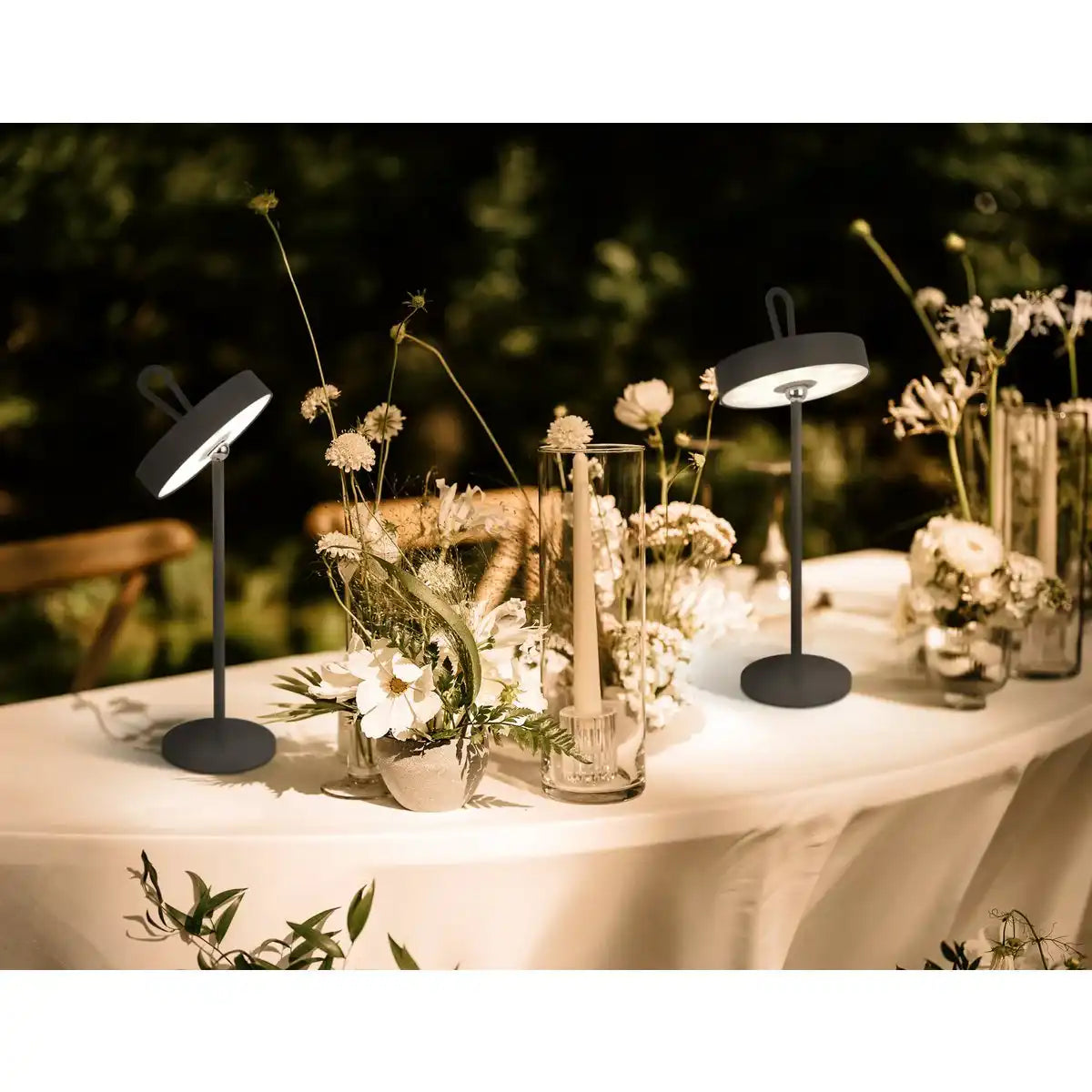 LED-Akku-Tischleuchte magnetisch "ELLA" für Außen und Innen, aus Metall und Kunststoff in Grau , 35 cm hoch